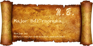 Major Bársonyka névjegykártya